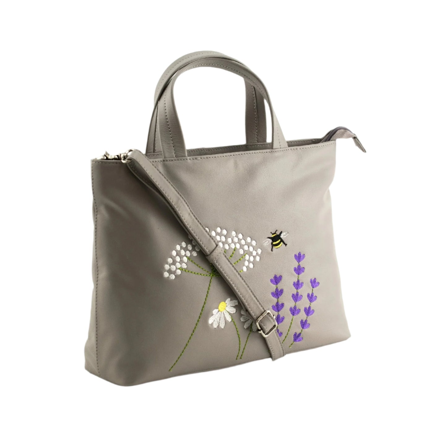 Blossom Multi Way Leather Grab Bag - Grey