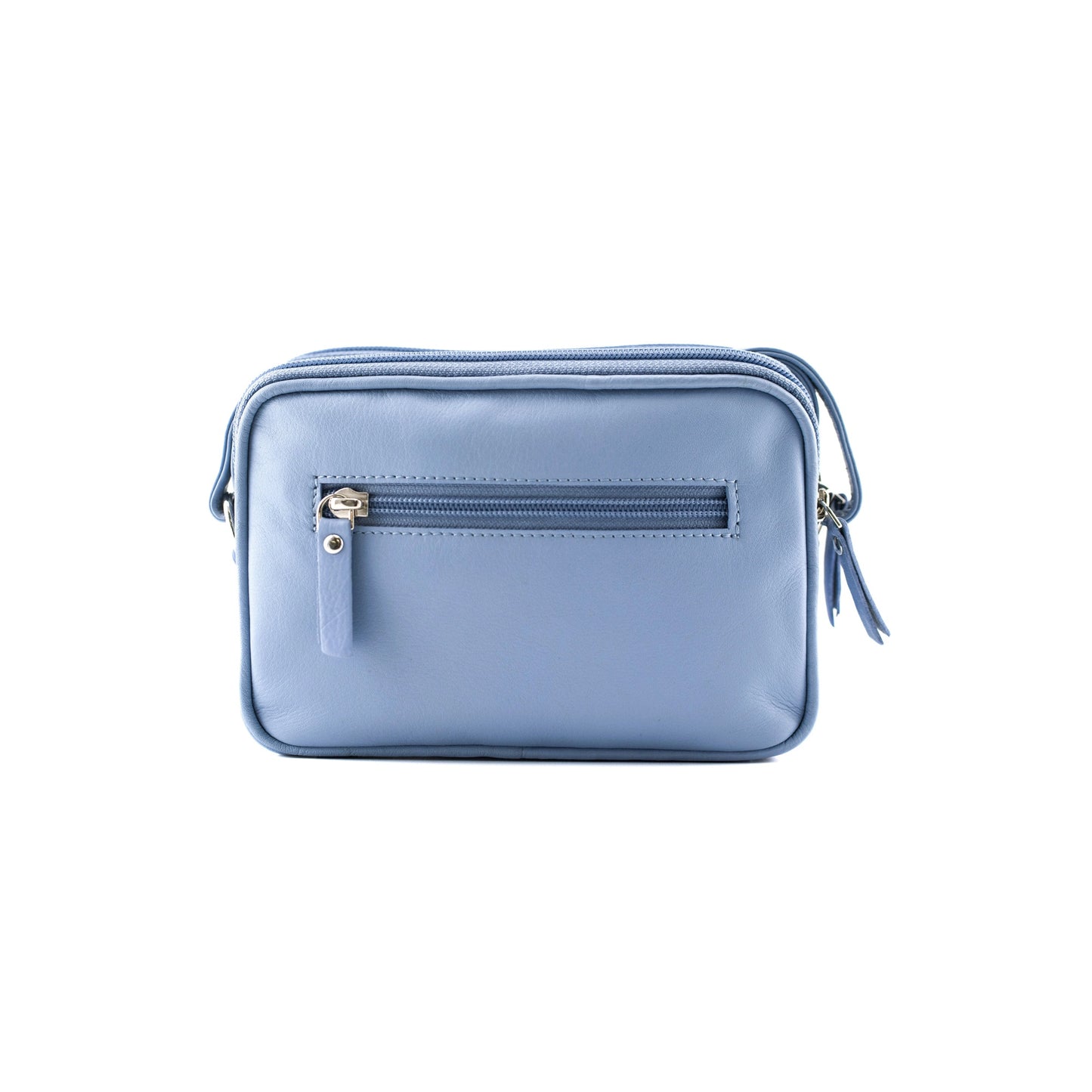 Botanists Small Leather 2-Zip Cross Body - Blue