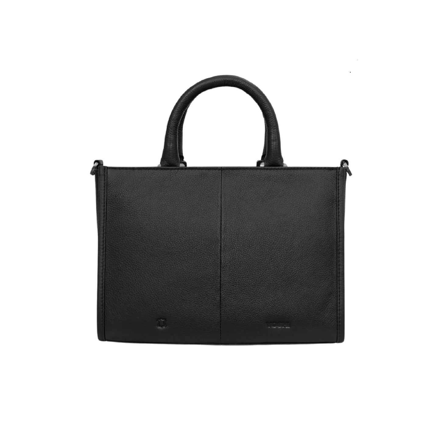 Highland Cow Leather Grab Bag - Black