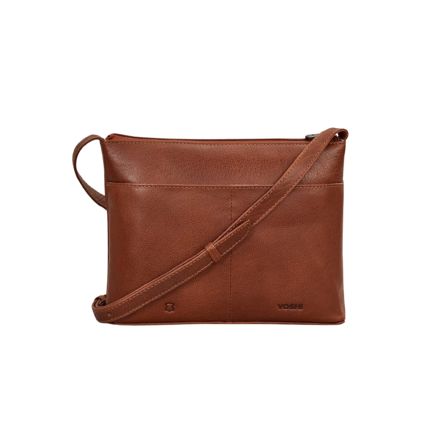 Highland Cow Blue Tweed Leather Crossbody Bag