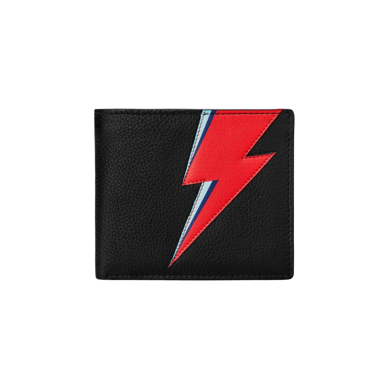 Lightening Bolt Men's Leather Wallet - Black
