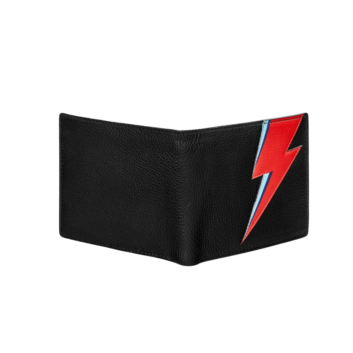 Lightening Bolt Men's Leather Wallet - Black