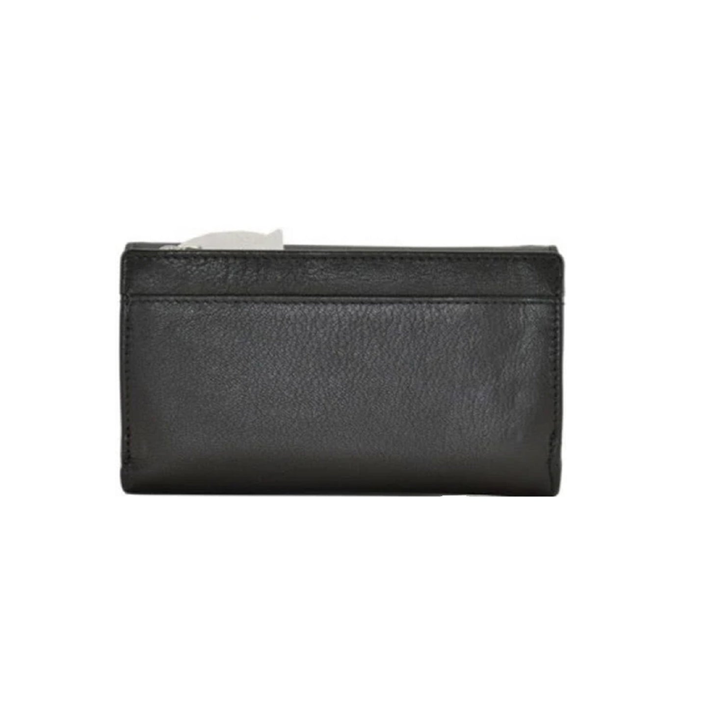 Midnight Cats Tri-Fold Leather Purse - Grey