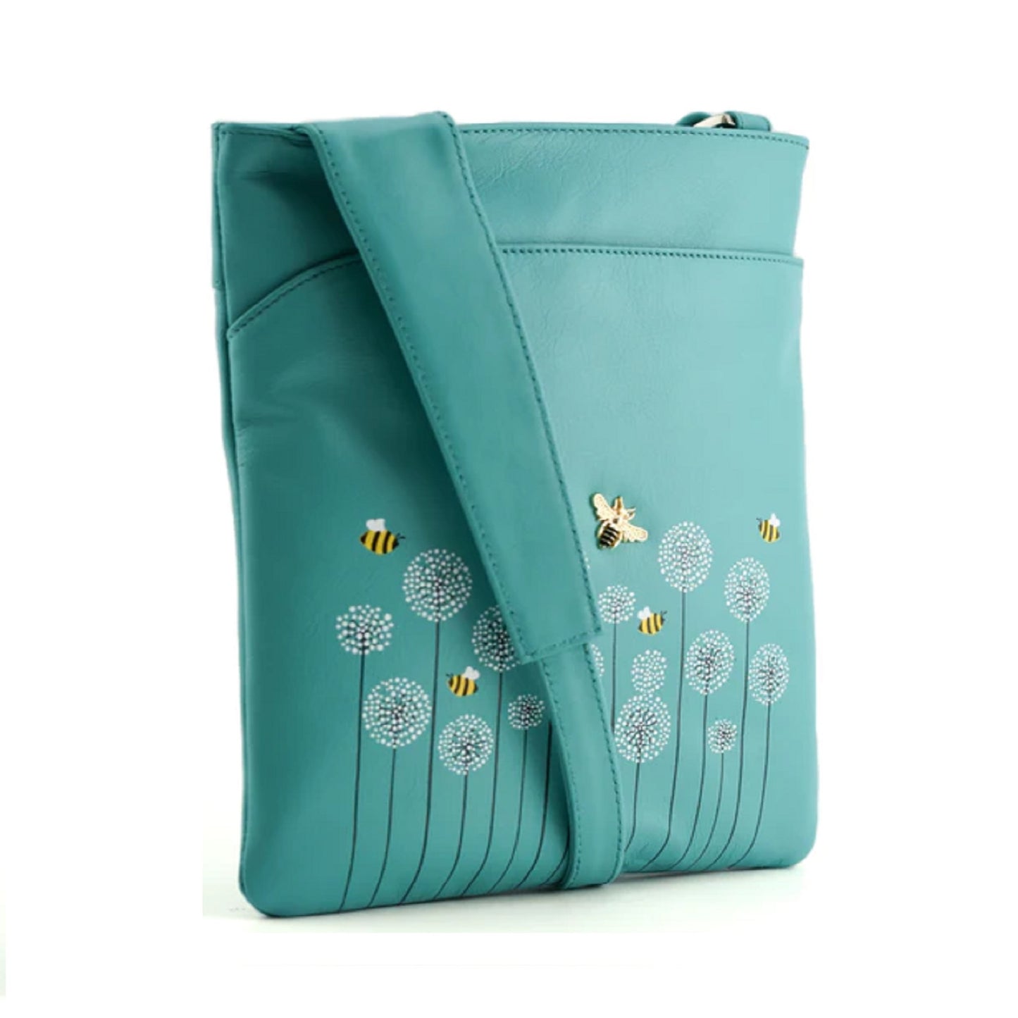 Moonflower Slim Leather Crossbody - Turquoise