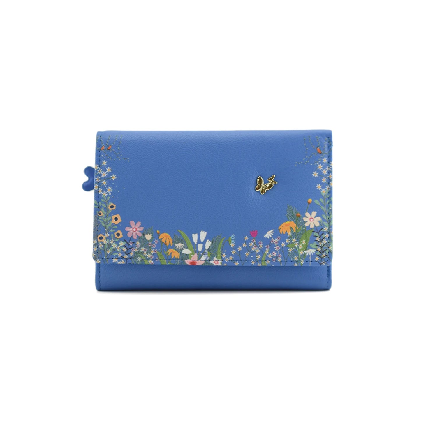 Shiloh Large Tri Fold Leather Purse - Blue