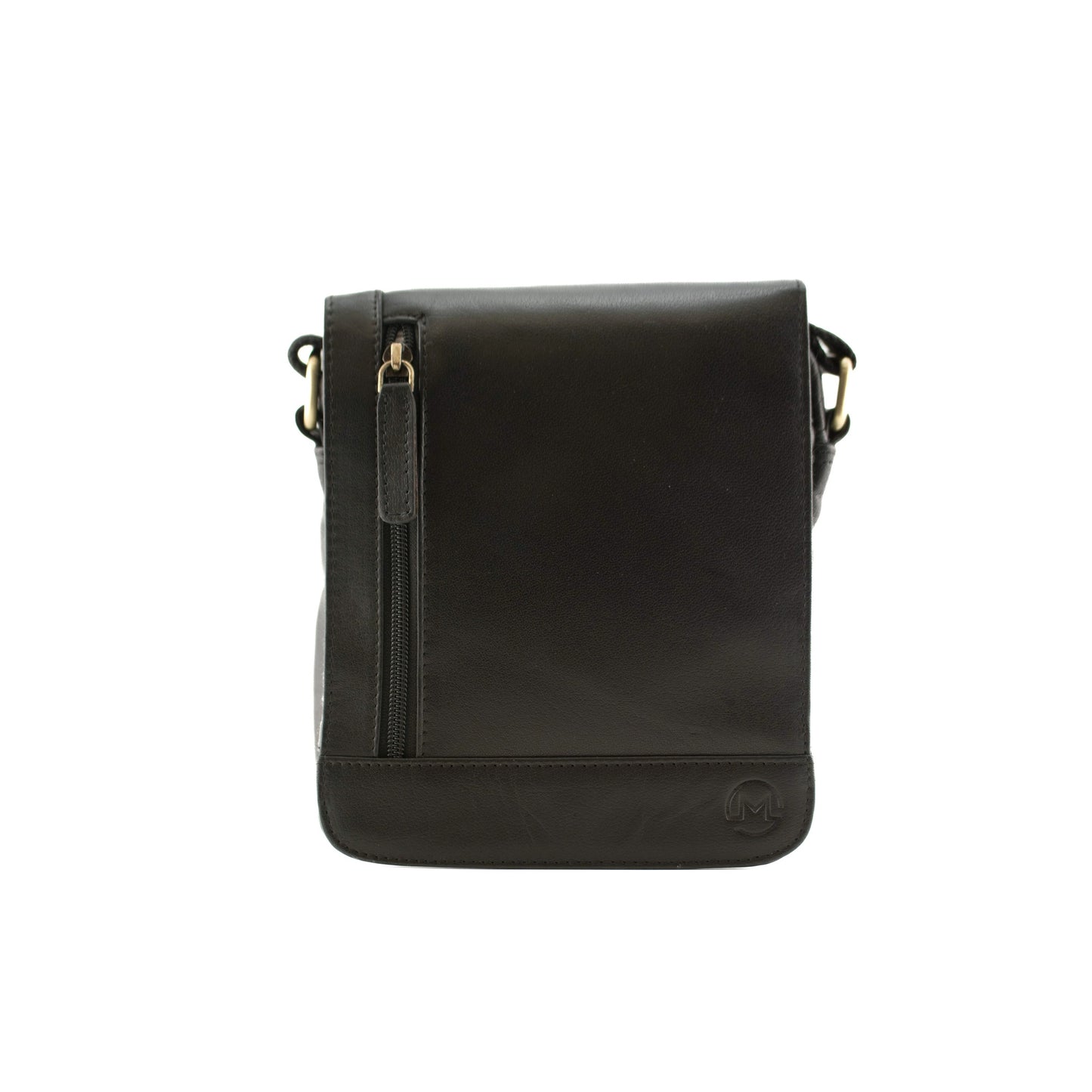Toro Compact Flap Messenger Leather Bag - Black