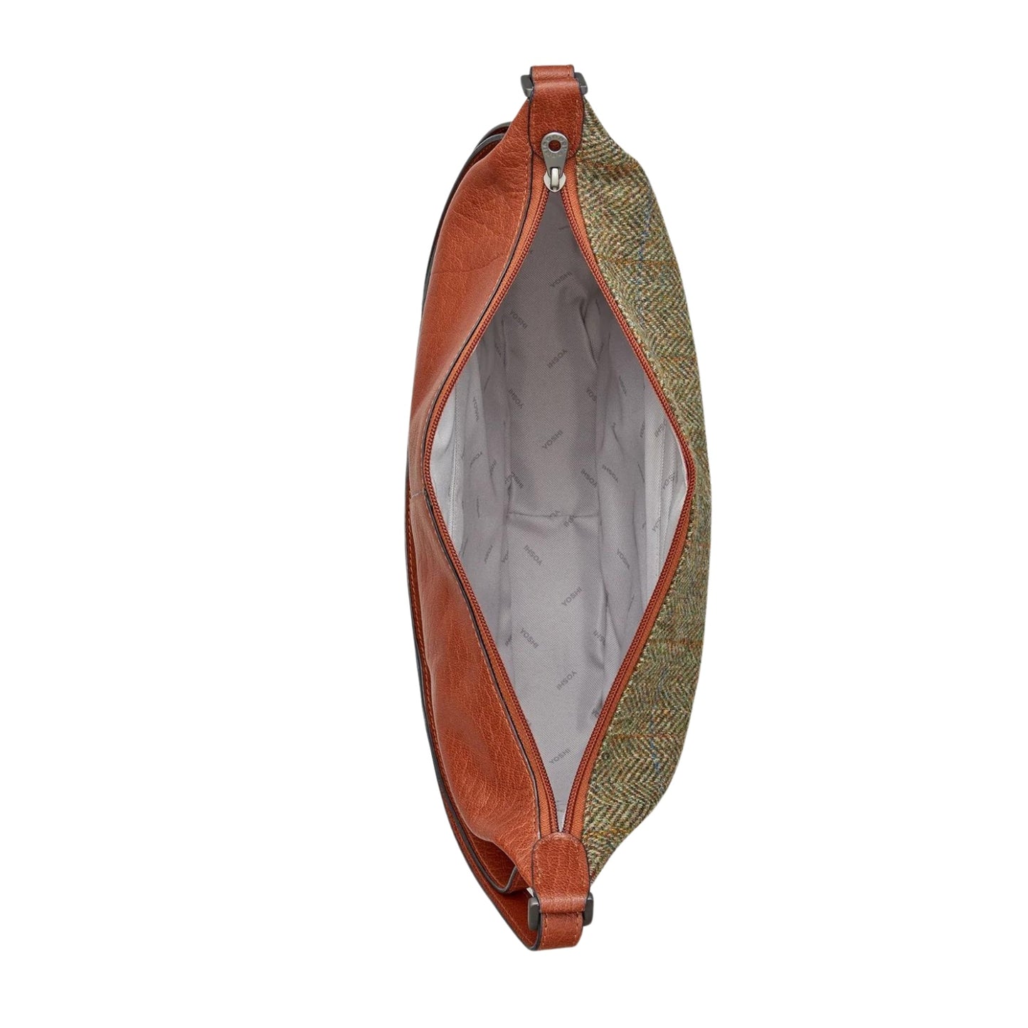 Highland Cow Tweed & Leather Hobo Bag- Brown