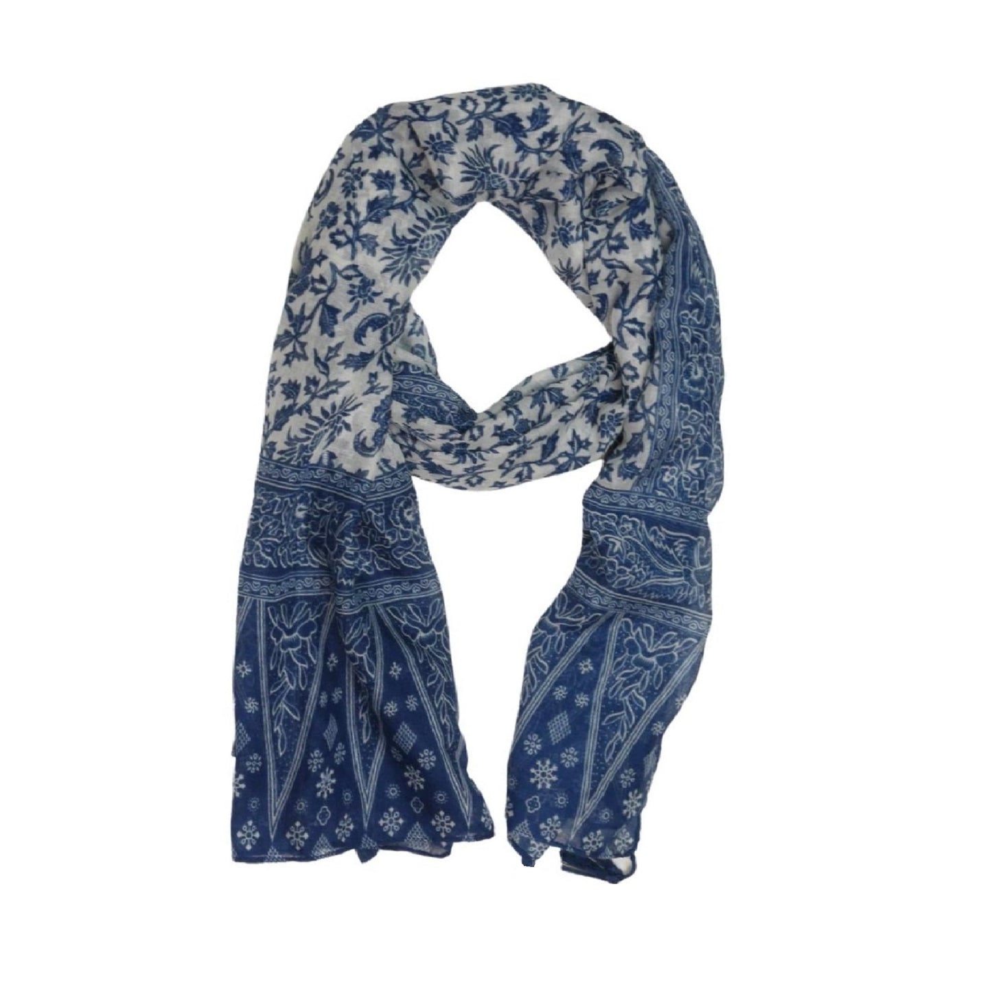 Blue & White Floral Scarf