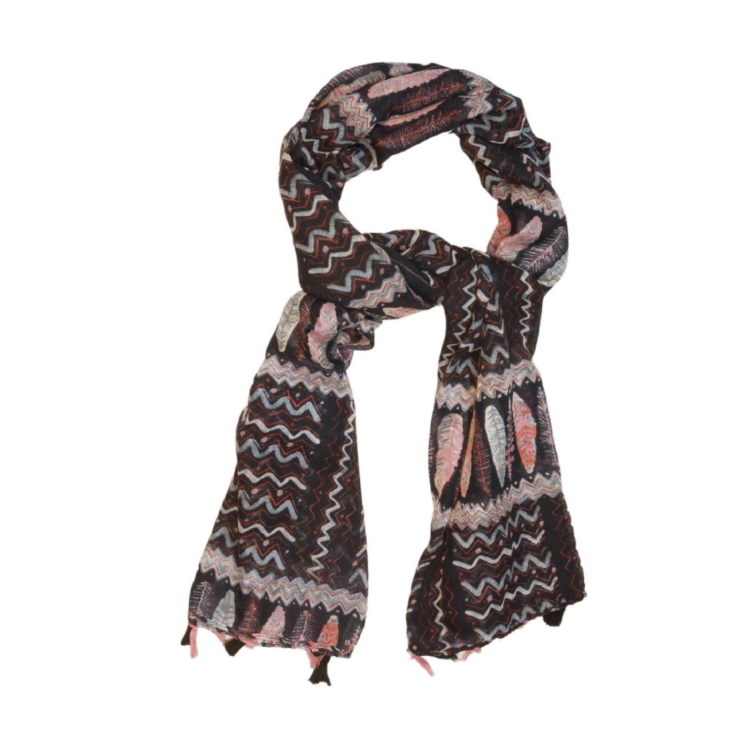 Black with Pink Feathers Scarf - only 1 left!