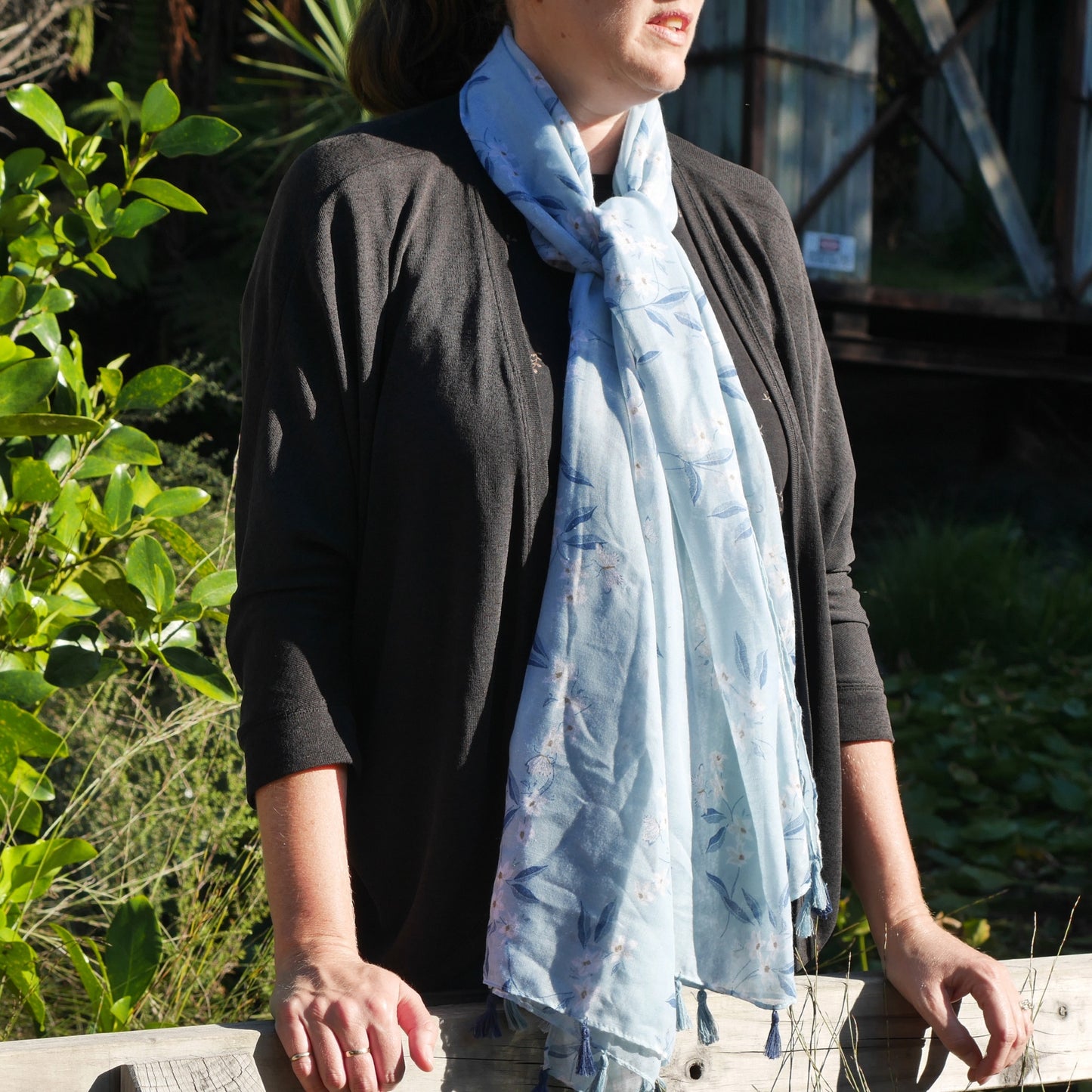 Light Blue Flower Scarf