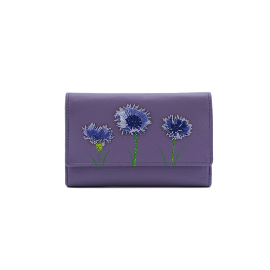 Amana Tri Fold Leather Purse - Purple