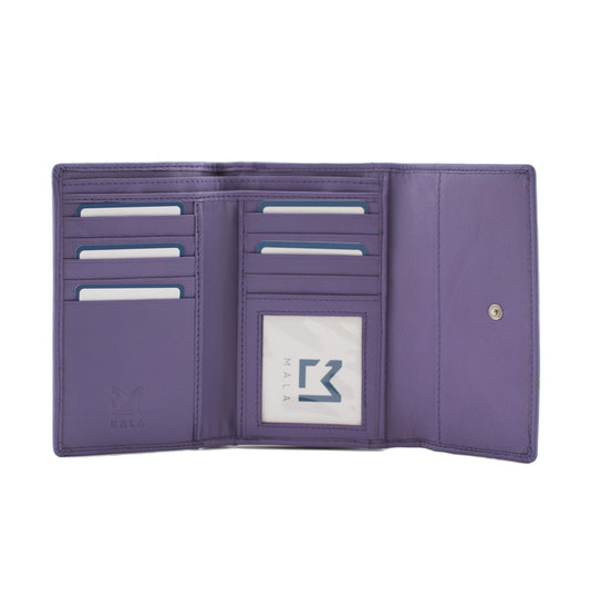 Amana Tri Fold Leather Purse - Purple