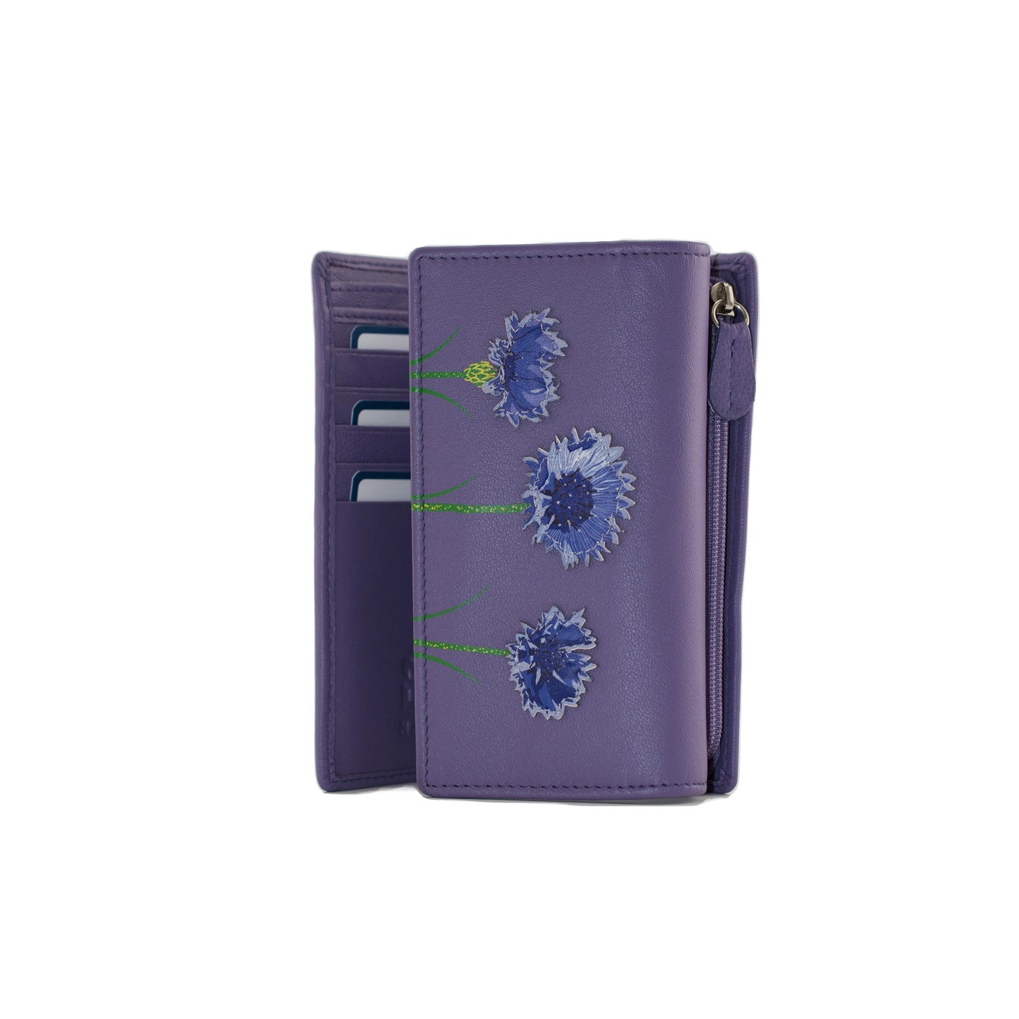 Amana Tri Fold Leather Purse - Purple