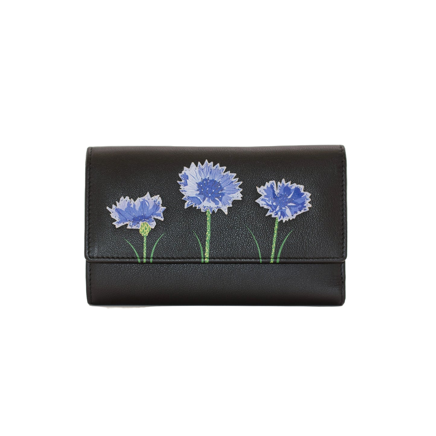 Amana Tri Fold Leather Purse - Black