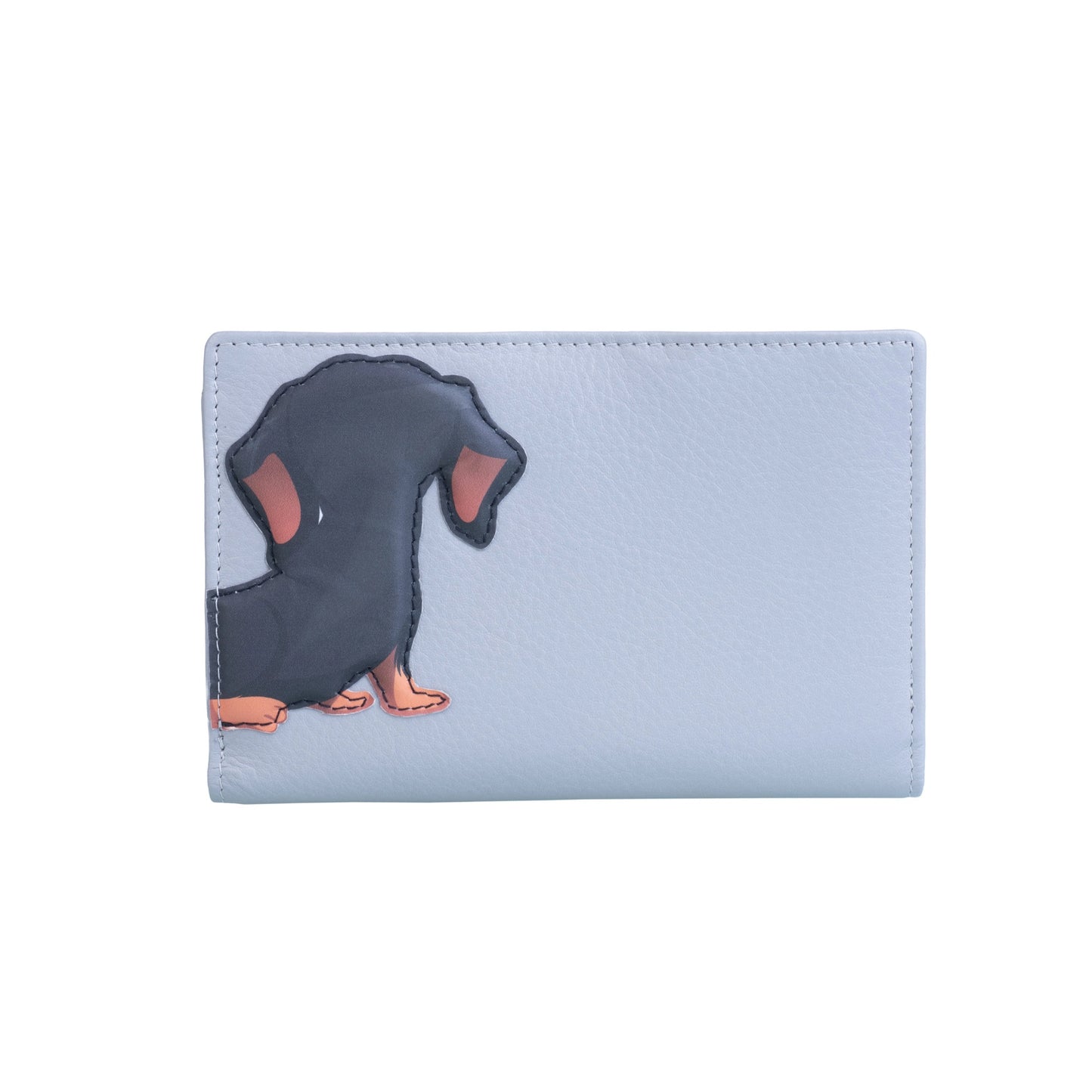 Dachshund Tri Fold Leather Purse - Grey