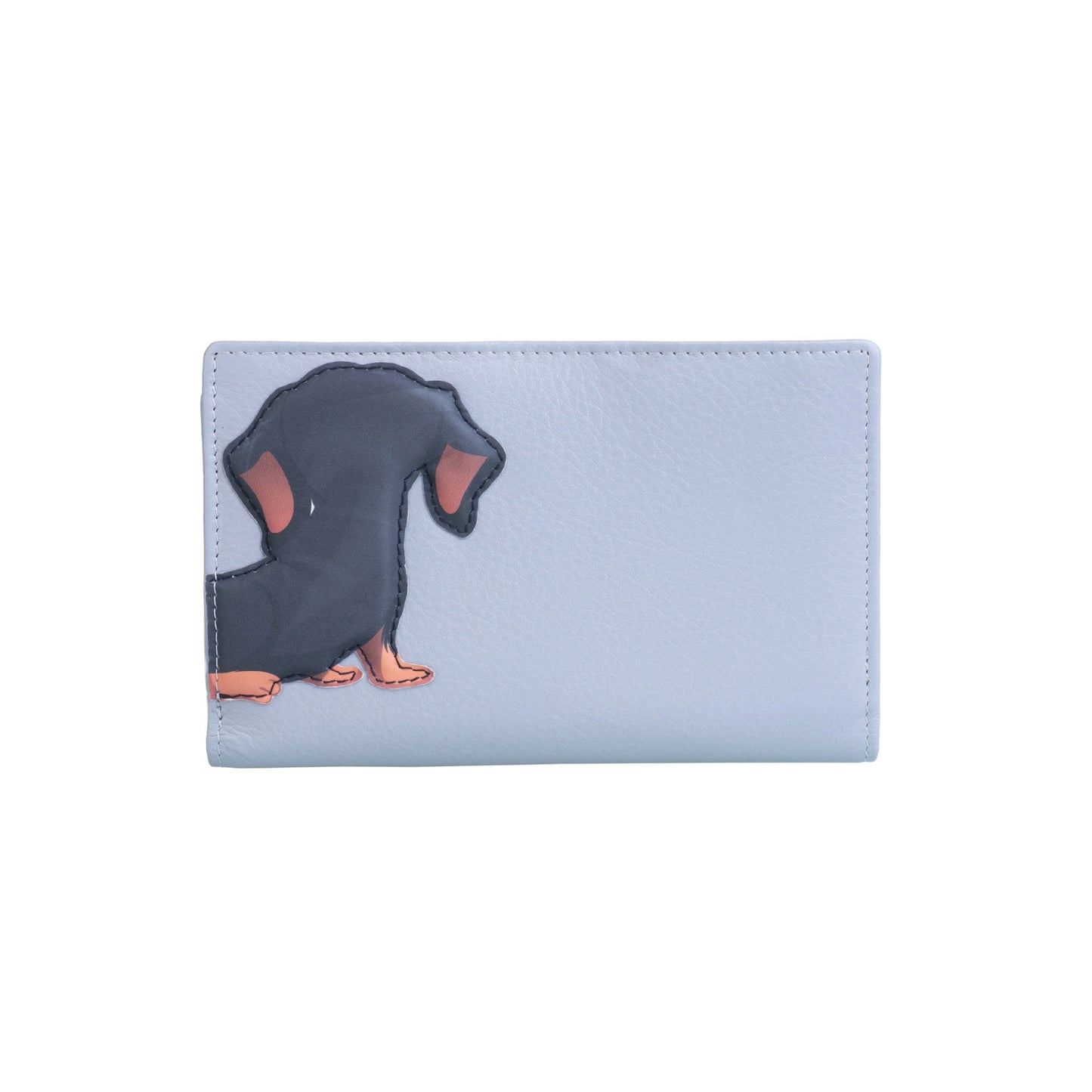 Dachshund Tri Fold Leather Purse - Grey