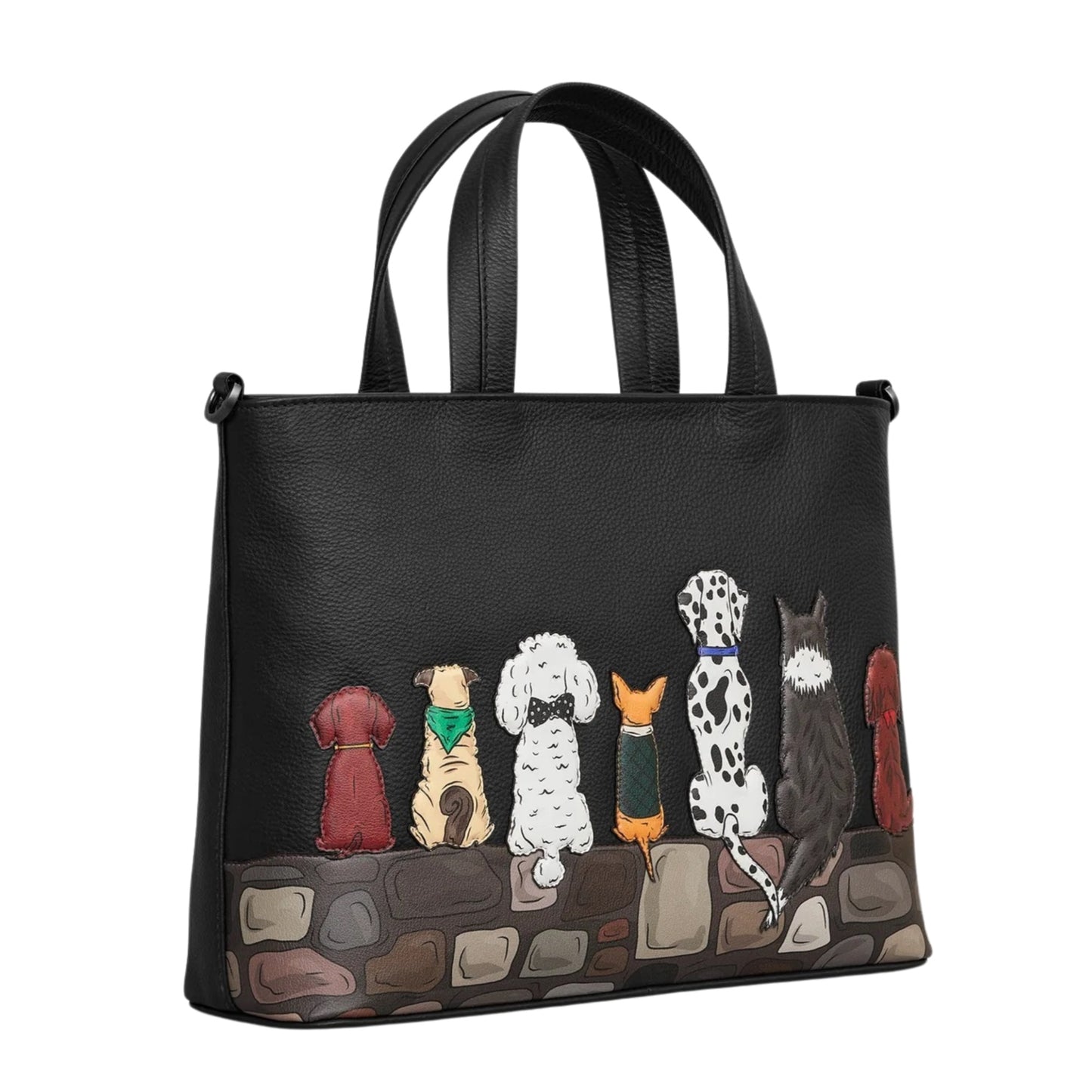 Bark to Park Leather Grab Bag - Black