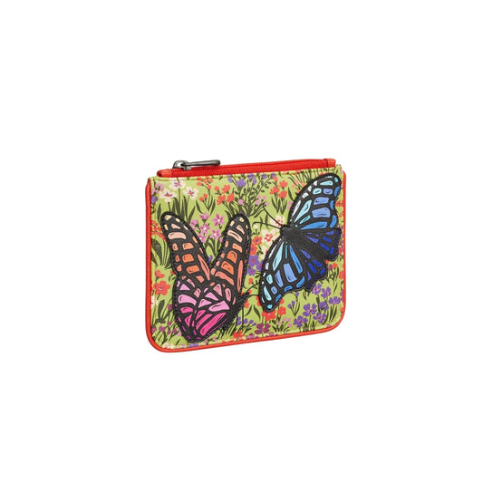 Beautiful Butterflies Leather Purse - Red