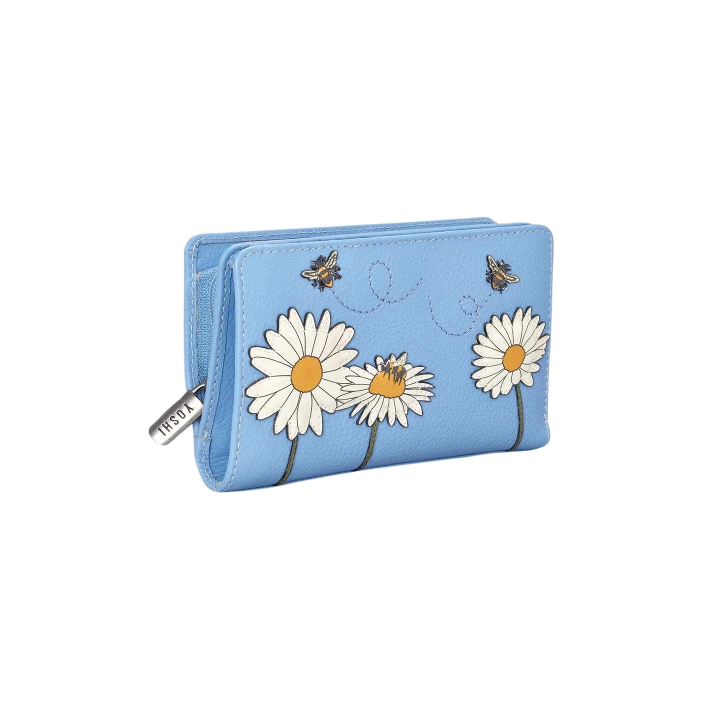 Bee Happy Oxford Leather Purse - Blue