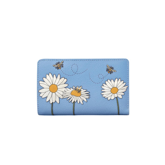 Bee Happy Oxford Leather Purse - Blue