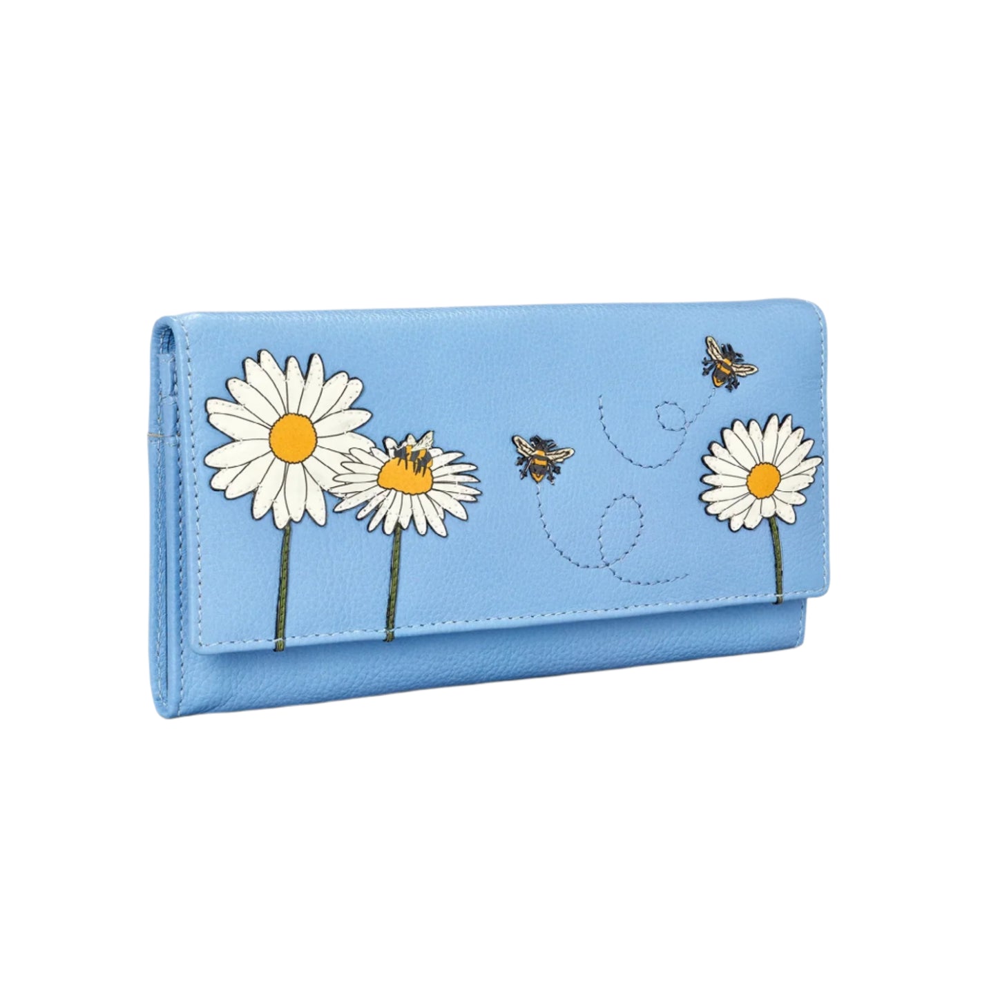 Bee Happy Hudson Leather Purse - Blue