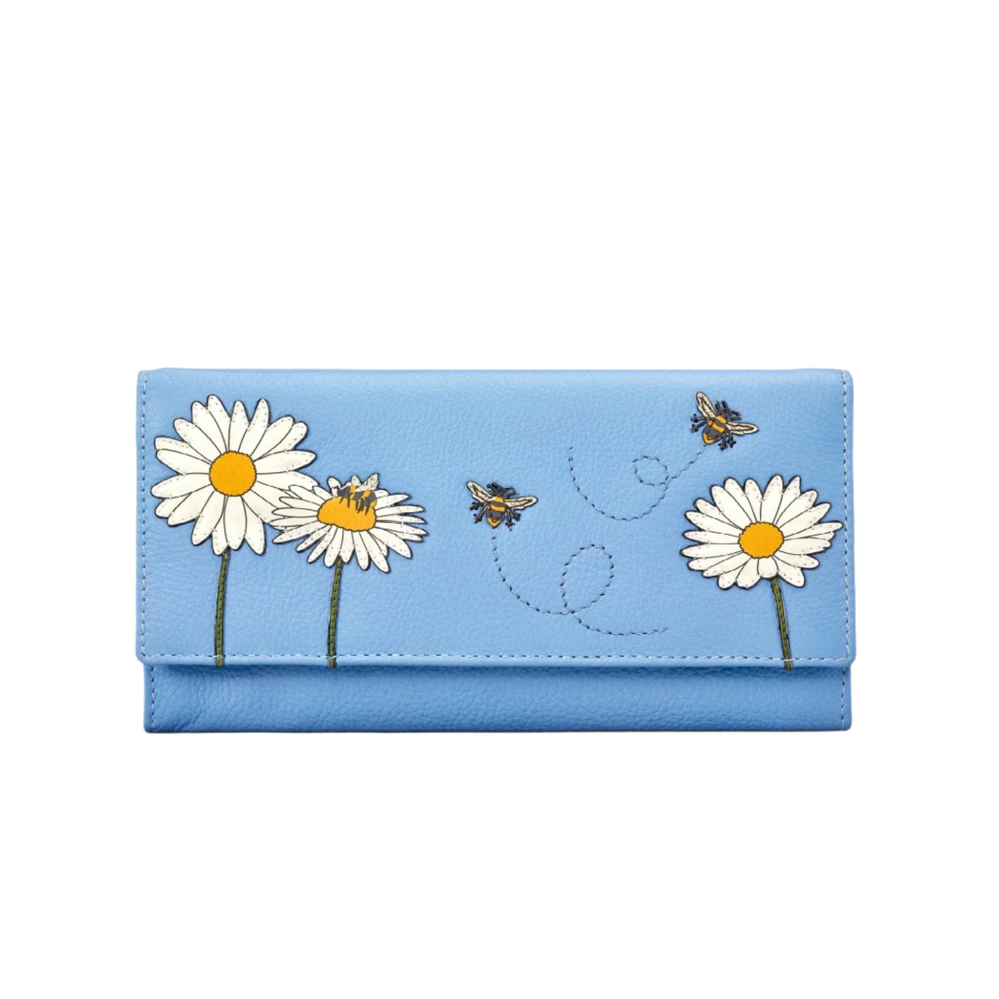 Bee Happy Hudson Leather Purse - Blue