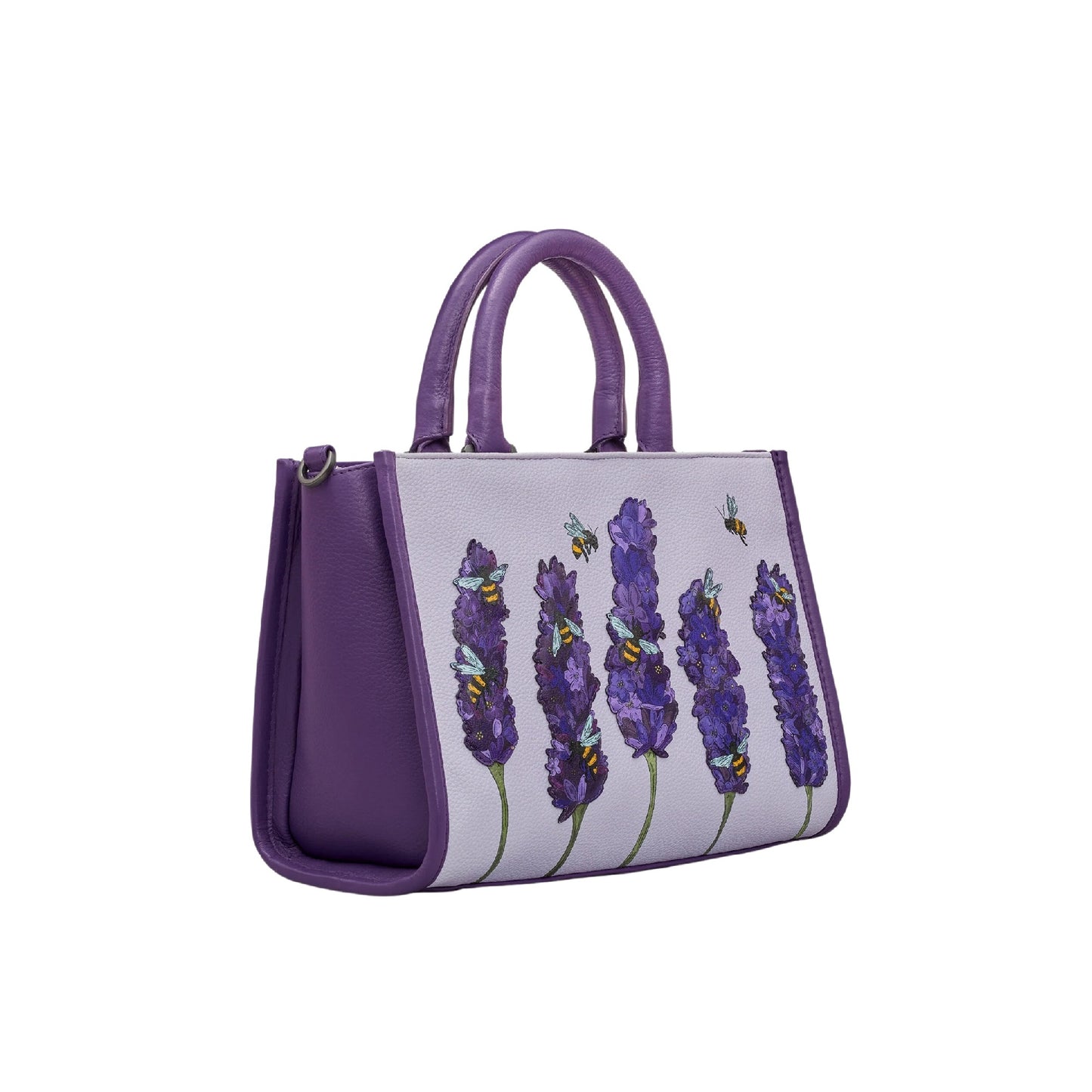 Bees Love Lavender Leather Grab Bag - Plum