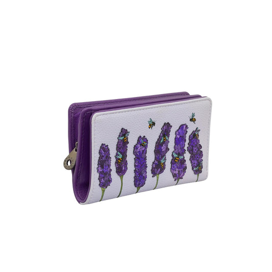 Bees Love Lavender Oxford Leather Purse - Plum