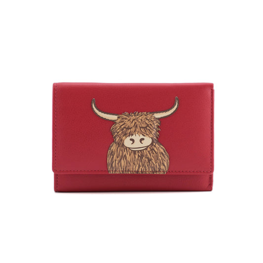 Bella Tri-Fold Leather Purse - Red