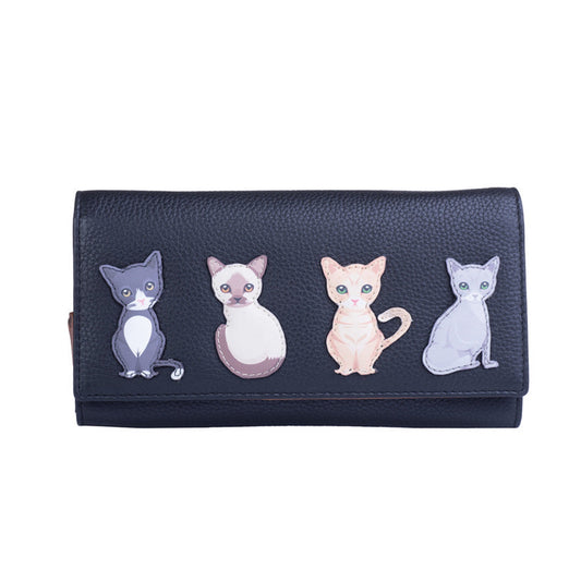 Best Friends Sitting Cats Matinee Leather Purse - Black