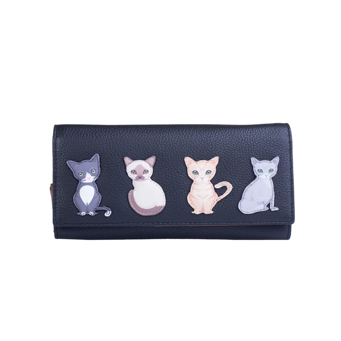 Best Friends Sitting Cats Matinee Leather Purse - Black