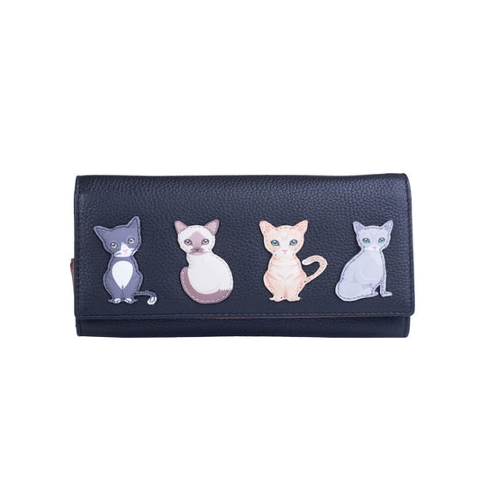 Best Friends Sitting Cats Matinee Leather Purse - Black