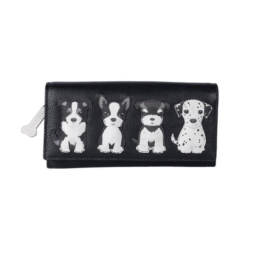 Best Friends Sitting Dogs Matinee Leather Purse - Black