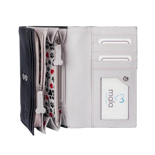 Best Friends Sitting Dogs Matinee Leather Purse - Grey