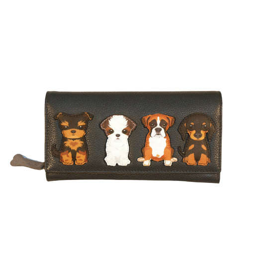 Best Friends Sitting Dogs Matinee Leather Purse - Grey