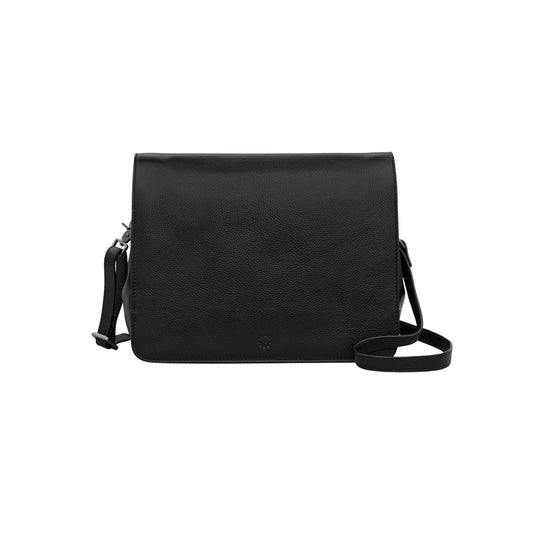 Bexley Flap over Leather Bag - Black