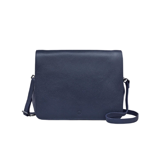 Bexley Flap over Leather Bag - Navy