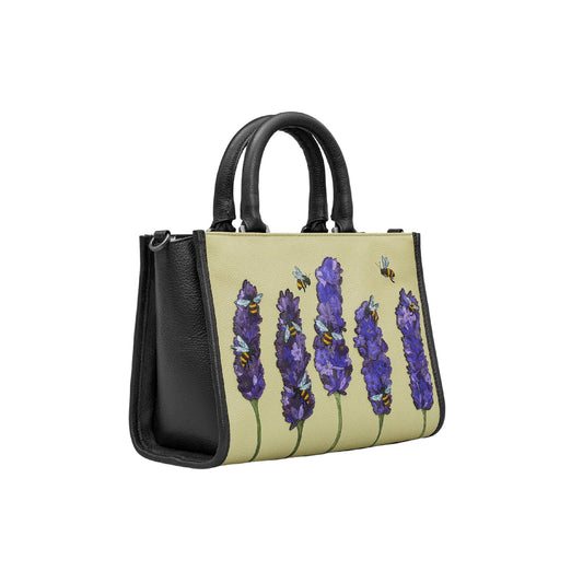 Bees Love Lavender Leather Grab Bag - Black