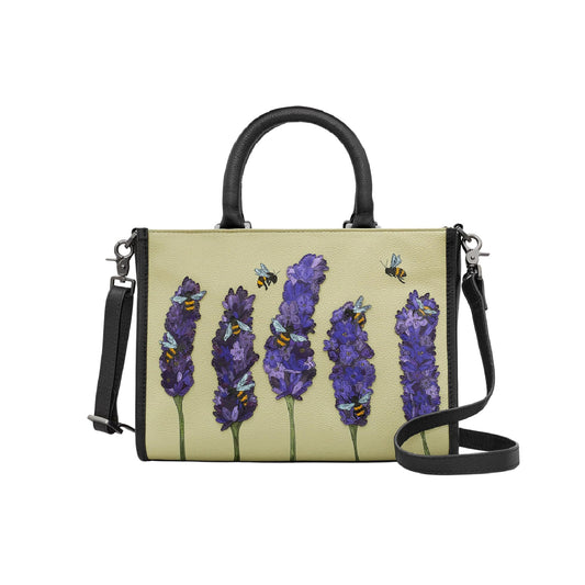 Yoshi Black Bees Love Lavender Leather Bag NZ