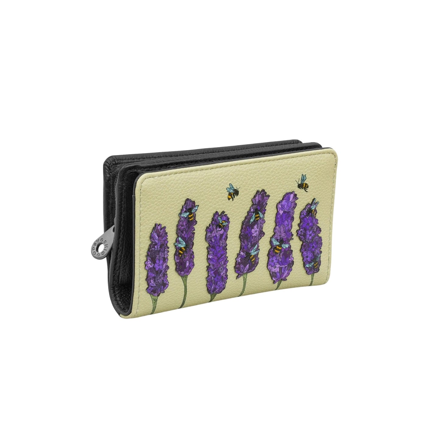 Bees Love Lavender Oxford Leather Purse - Black