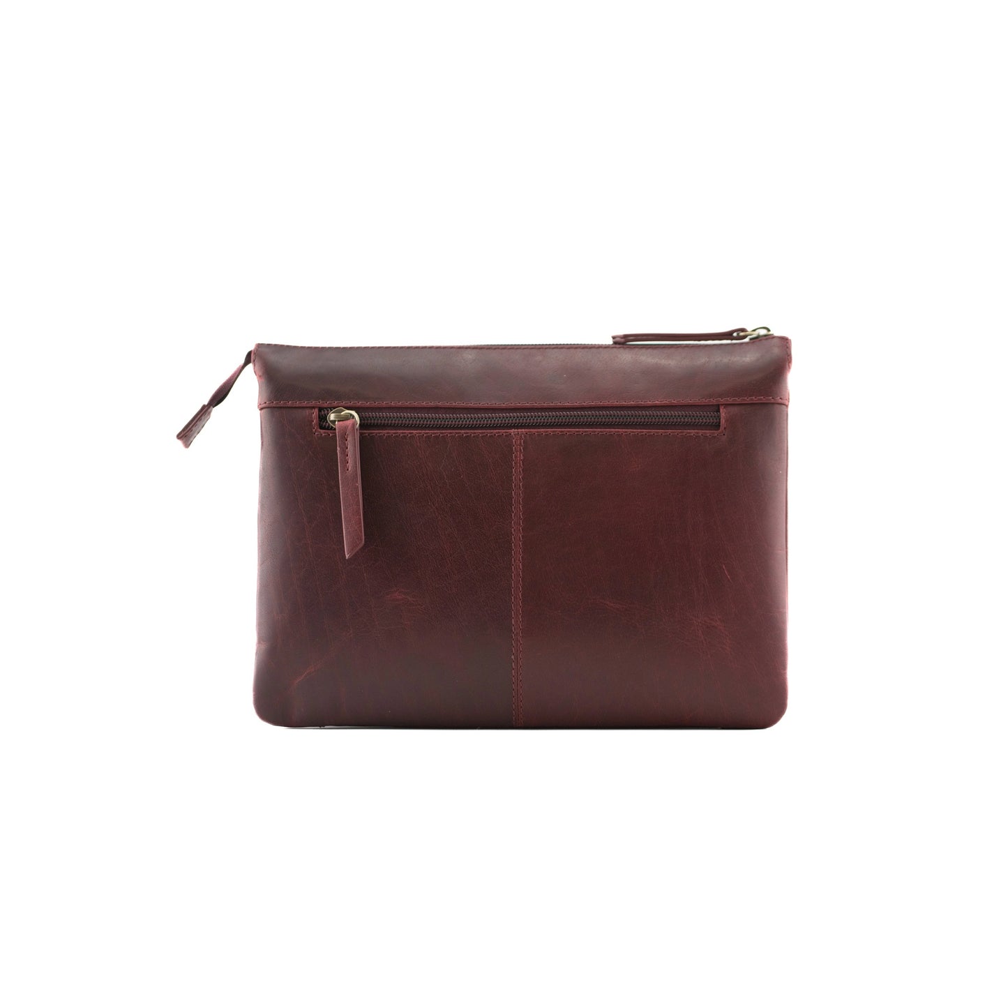 Bloomsbury Triple Compartment Crossbody Leather Bag - Burgundy