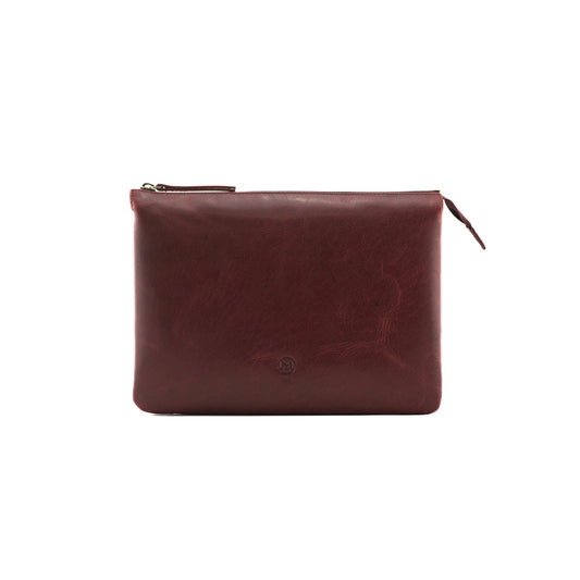Bloomsbury Triple Compartment Crossbody Leather Bag - Burgundy