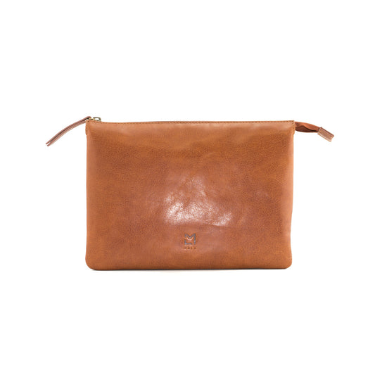 Bloomsbury Triple Compartment Crossbody Leather Bag - Tan