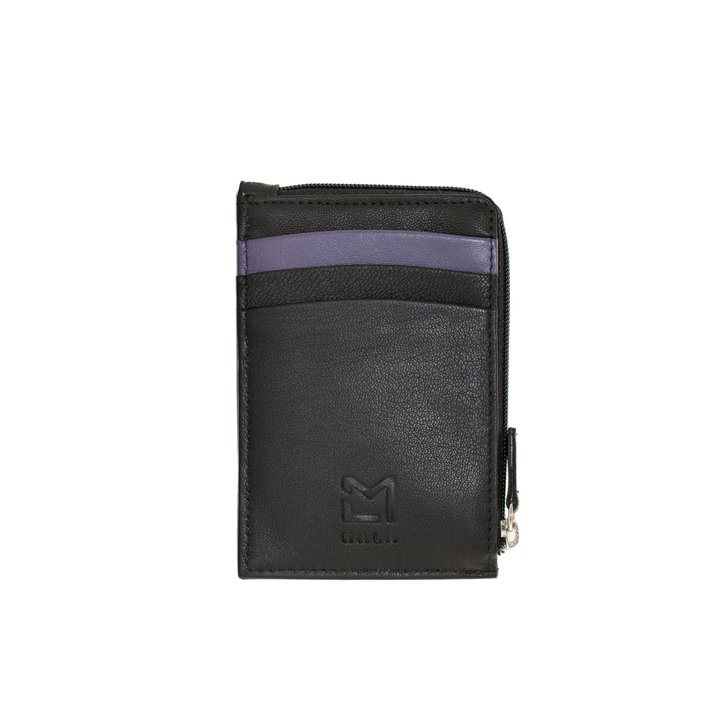 Blossom Card & Coin Leather Holder - Black
