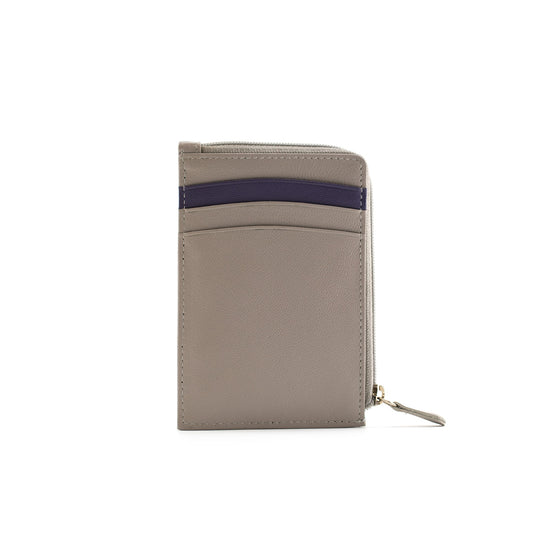 Blossom Card & Coin Leather Holder - Grey