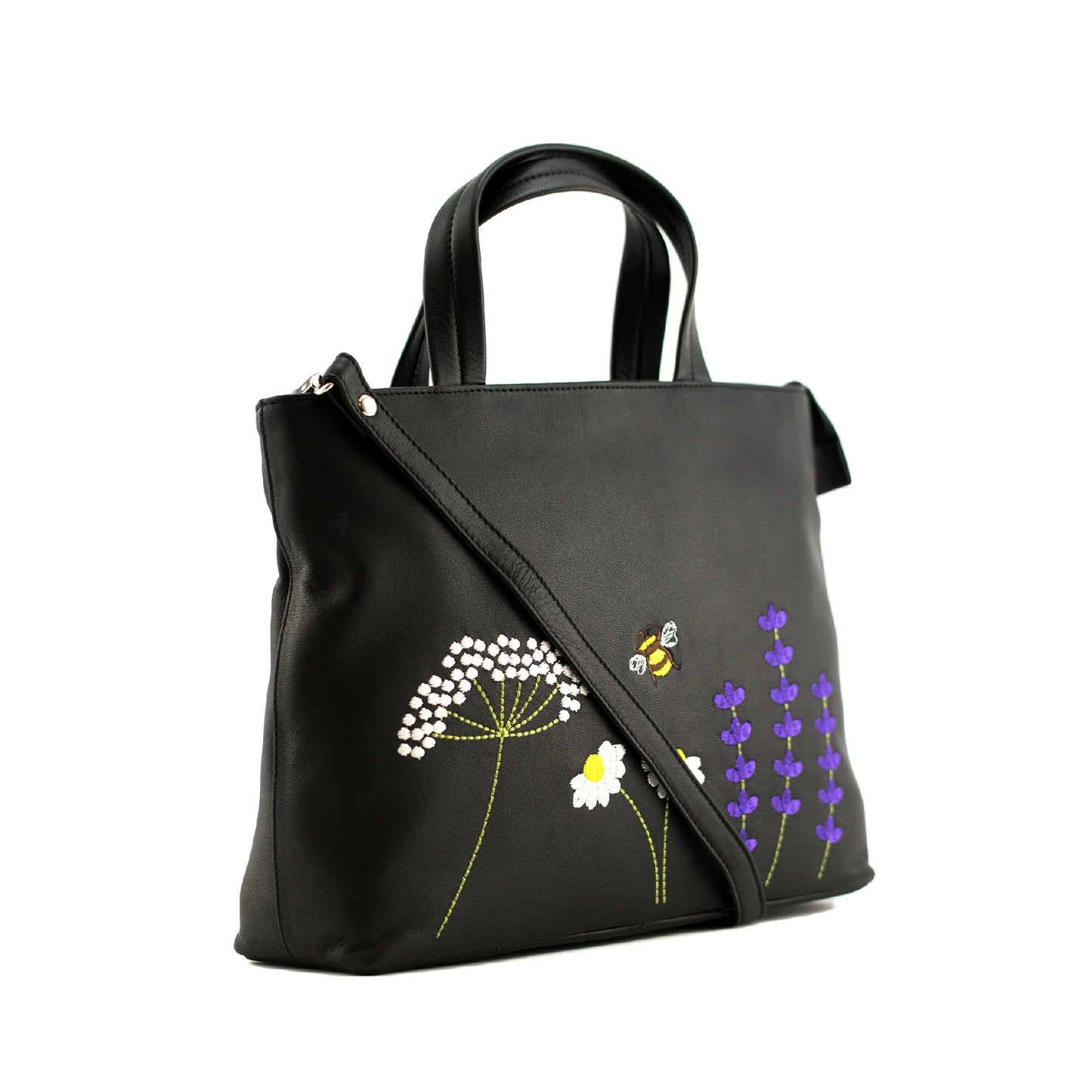 Blossom Multi Way Leather Grab Bag - Black