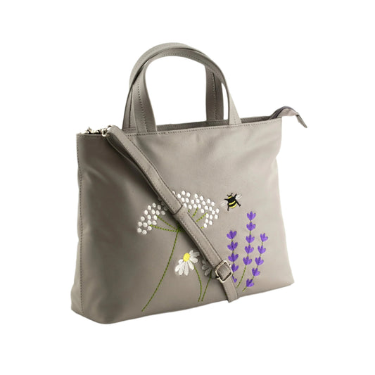 Blossom Multi Way Leather Grab Bag - Grey