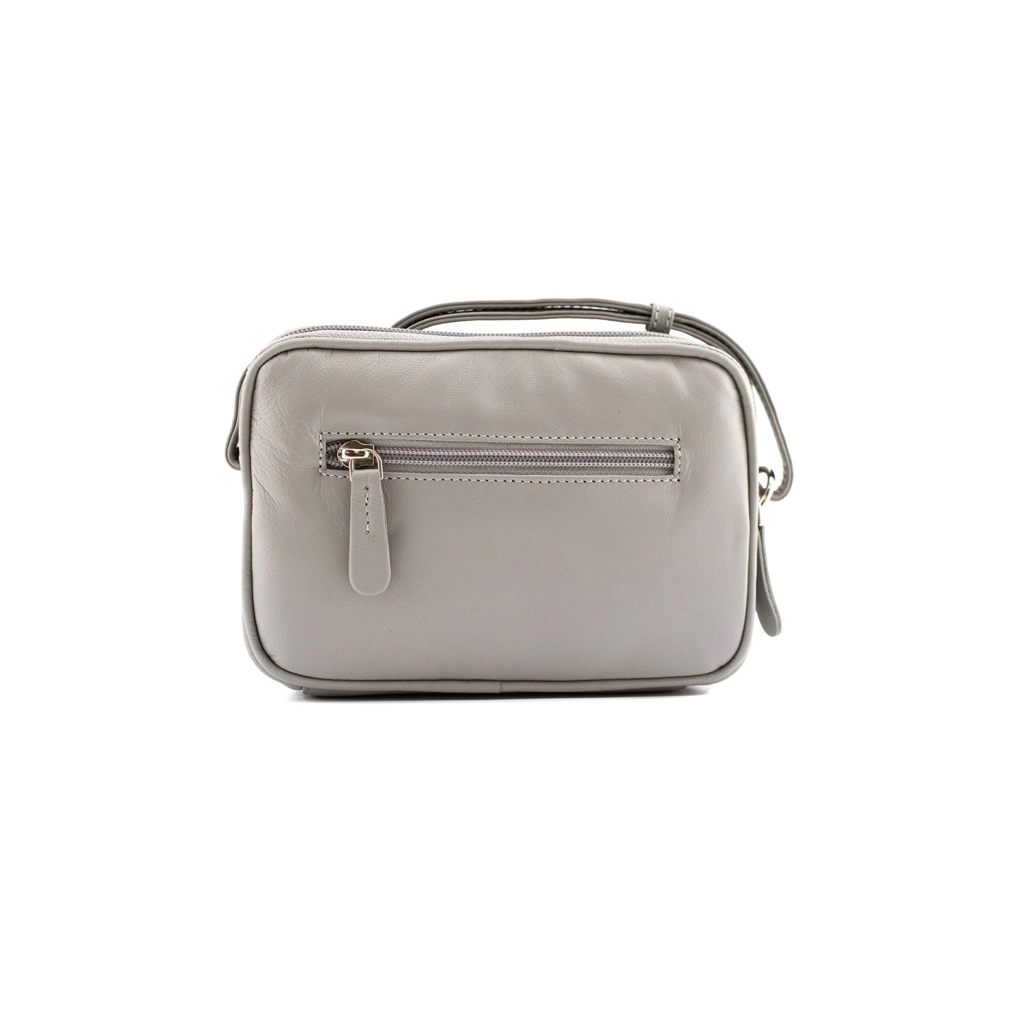 Blossom Small Leather 2-Zip Cross Body - Grey