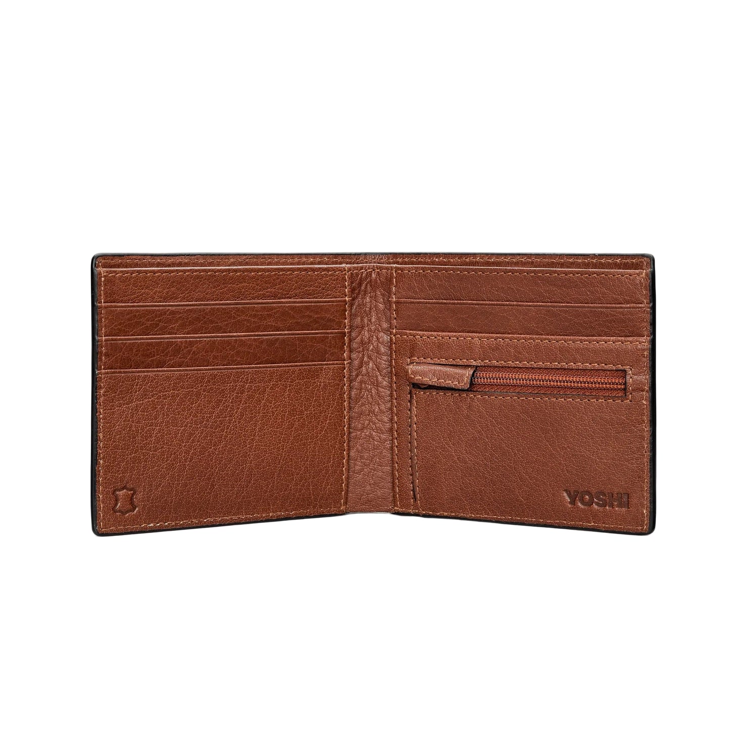 Highland Cow Harris Tweed Men's Leather Wallet - Blue