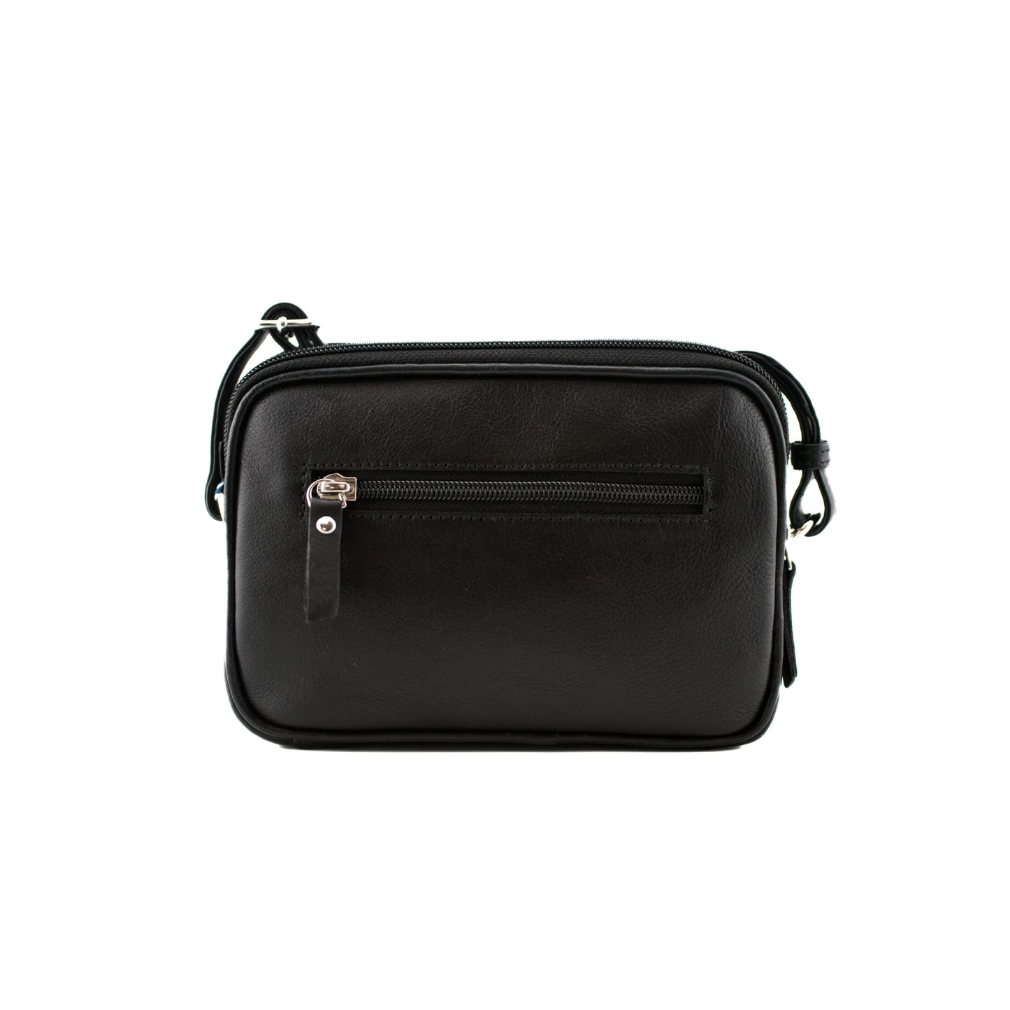 Botanists Small Leather 2-Zip Cross Body - Black